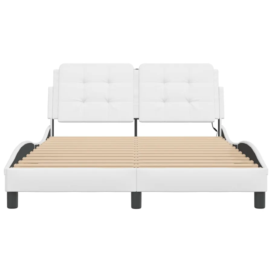 Cadre de lit avec LED sans matelas Zadar blanc 140x200 cm - 6