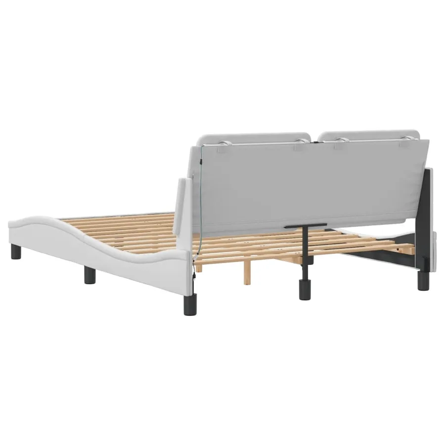 Cadre de lit avec LED sans matelas Zadar blanc 140x200 cm - 9