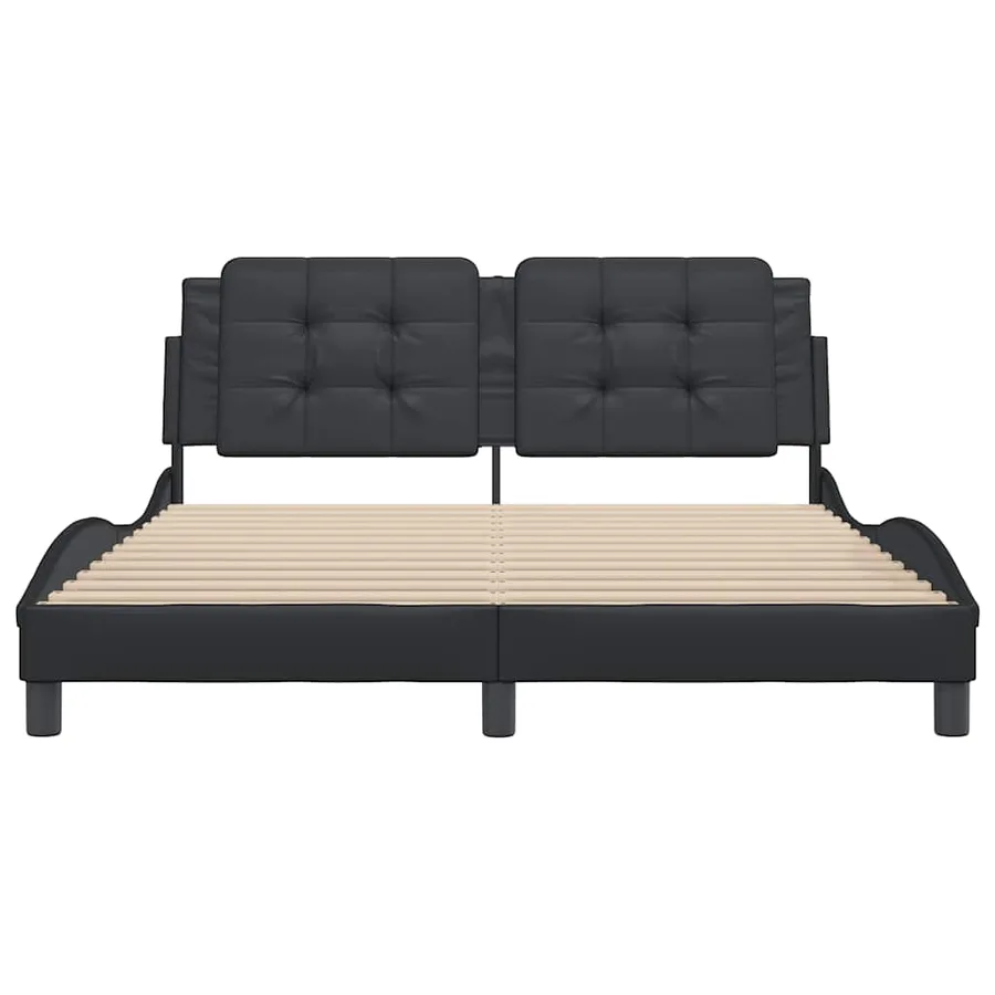 Cadre de lit sans matelas Zadar noir 160x200 cm similicuir - 4