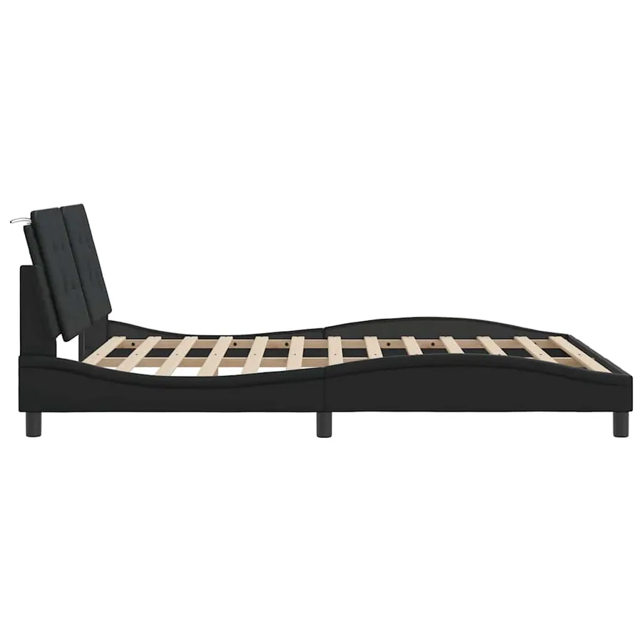Cadre de lit sans matelas Zadar noir 160x200 cm similicuir - 5