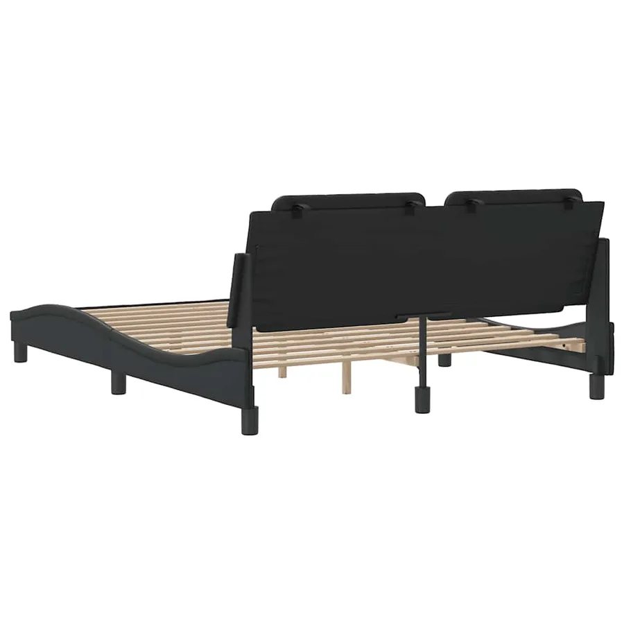 Cadre de lit sans matelas Zadar noir 160x200 cm similicuir - 6