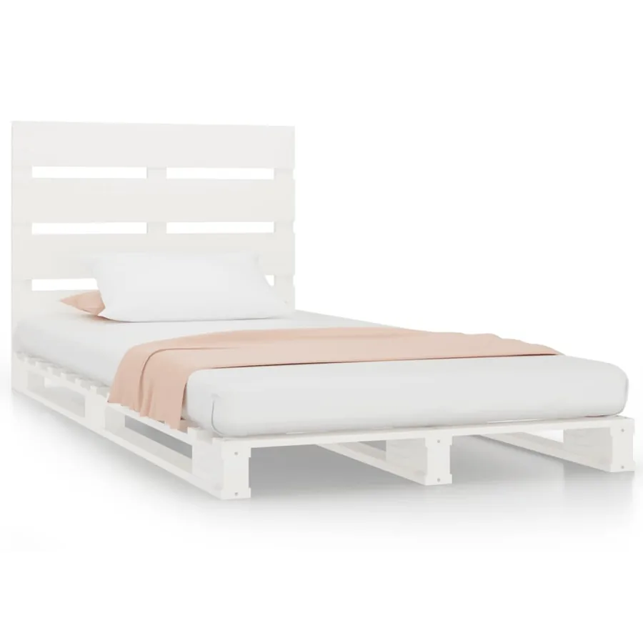 Cadre de lit sans matelas blanc 75x190 cm bois de pin massif - 2