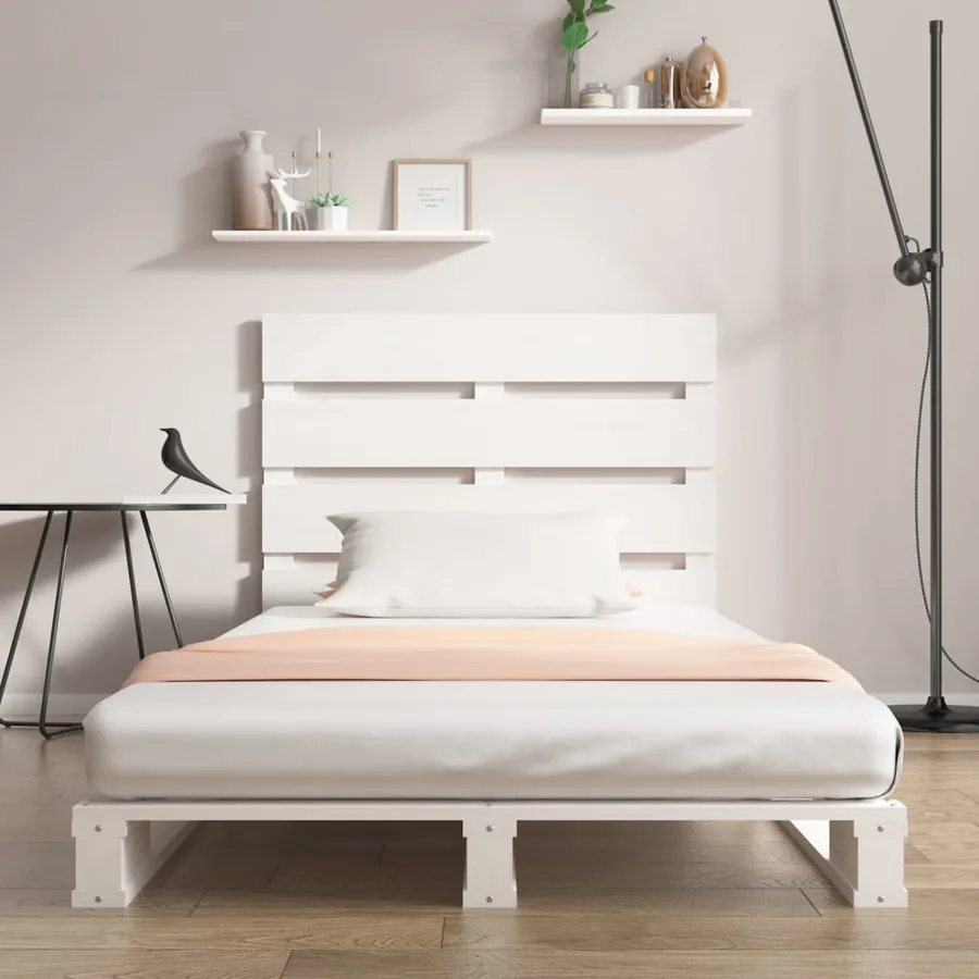 Cadre de lit sans matelas blanc 75x190 cm bois de pin massif - 3