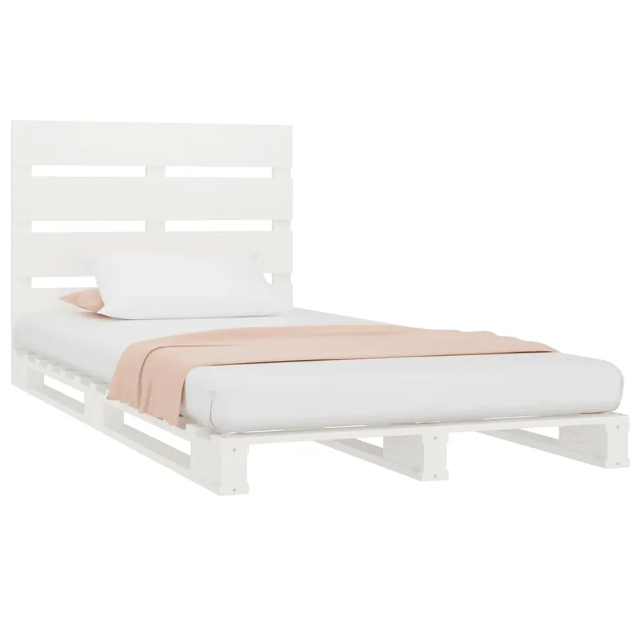 Cadre de lit sans matelas blanc 75x190 cm bois de pin massif - 4
