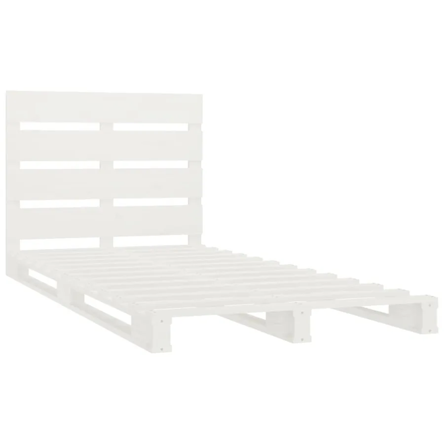 Cadre de lit sans matelas blanc 75x190 cm bois de pin massif - 5