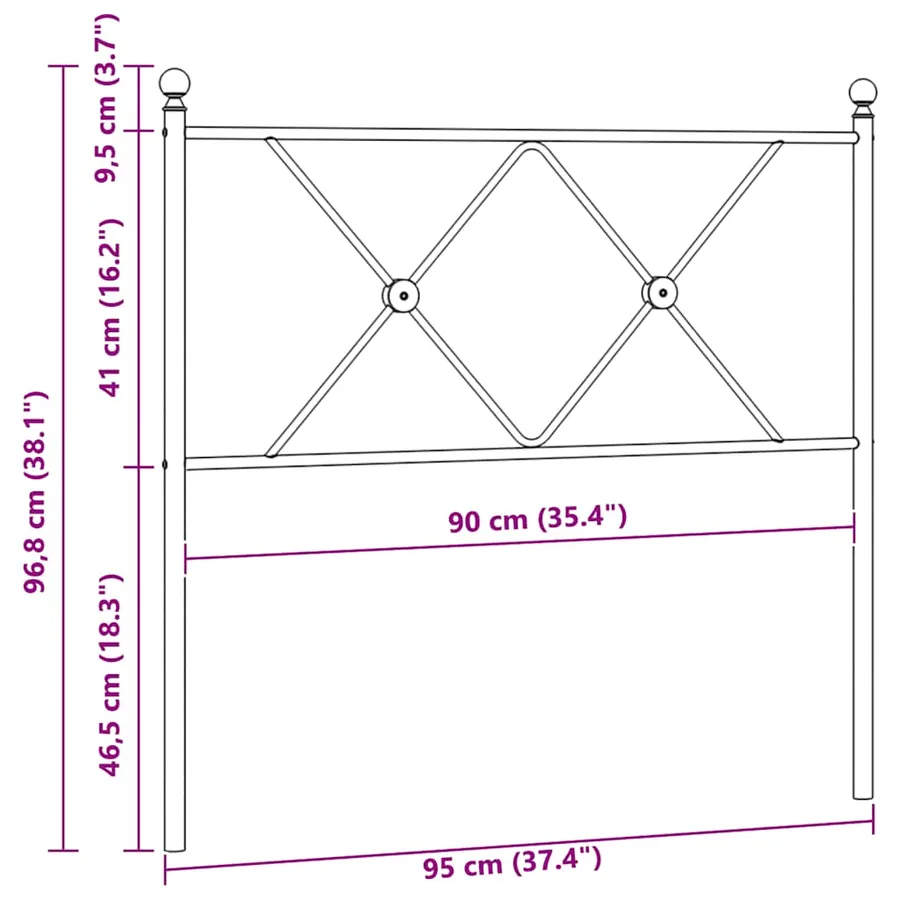 Tête de lit de remplacement métal noir 90 cm - 6