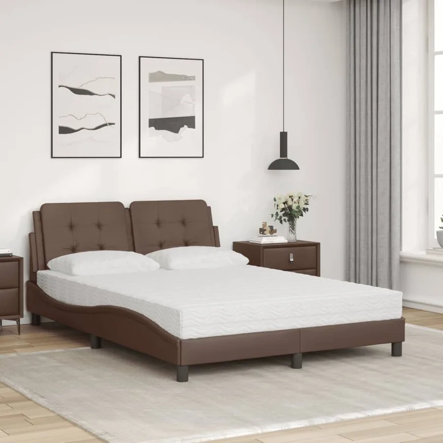 Cadre de lit sans matelas Zadar marron 120x200 cm similicuir - 3