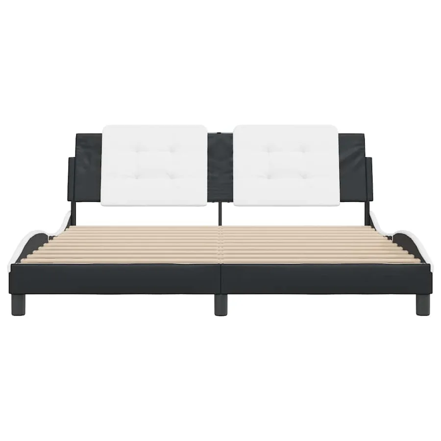 Cadre de lit sans matelas Zadar noir et blanc 180x200 cm similicuir - 4