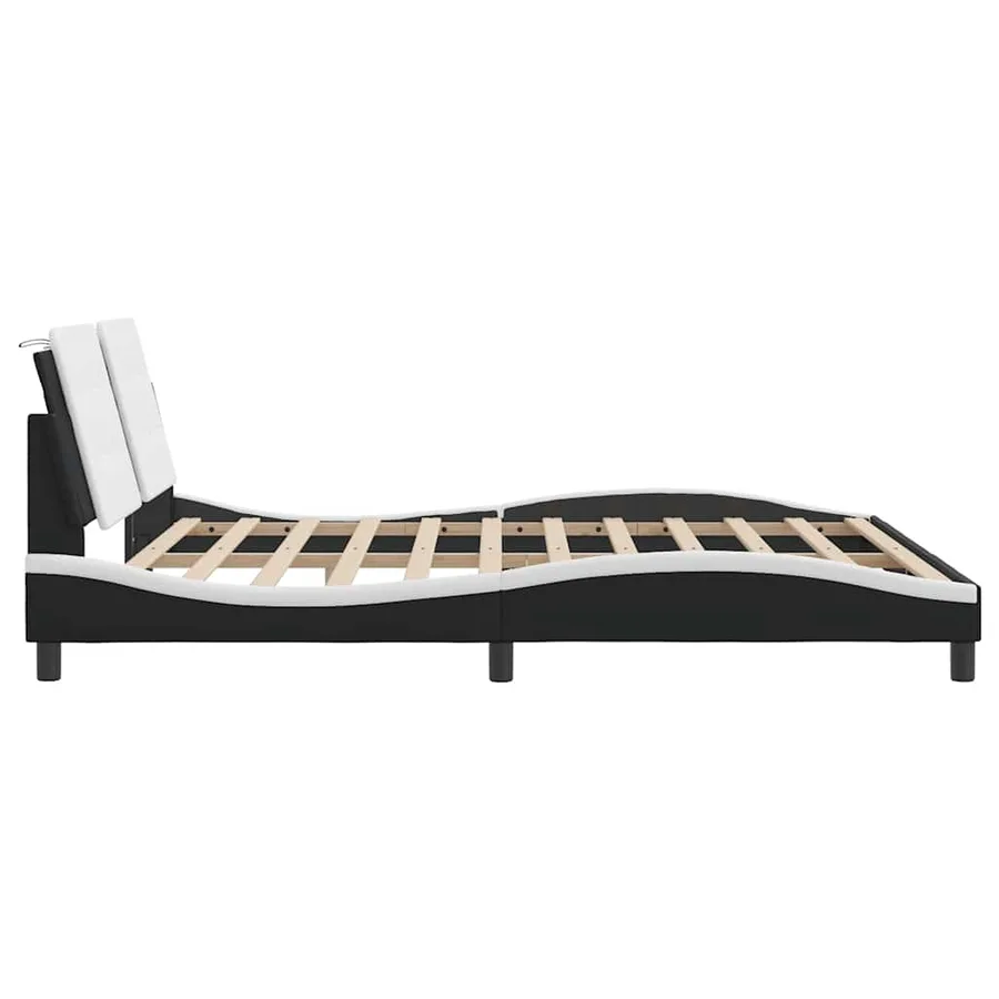 Cadre de lit sans matelas Zadar noir et blanc 180x200 cm similicuir - 5
