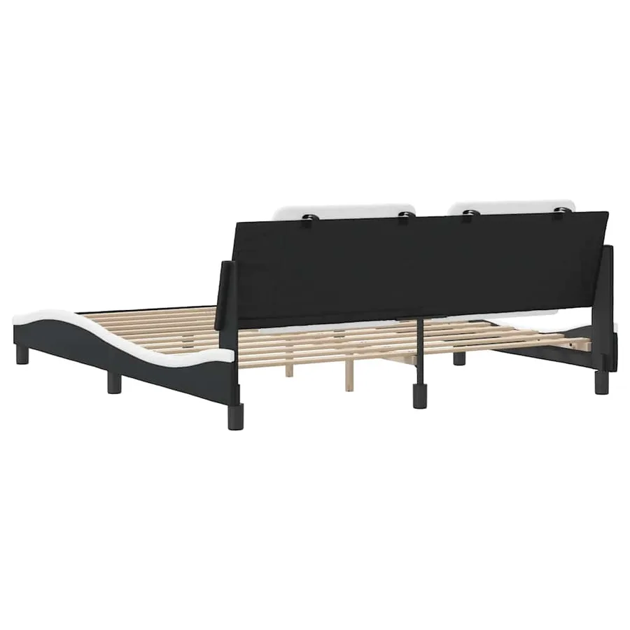 Cadre de lit sans matelas Zadar noir et blanc 180x200 cm similicuir - 6