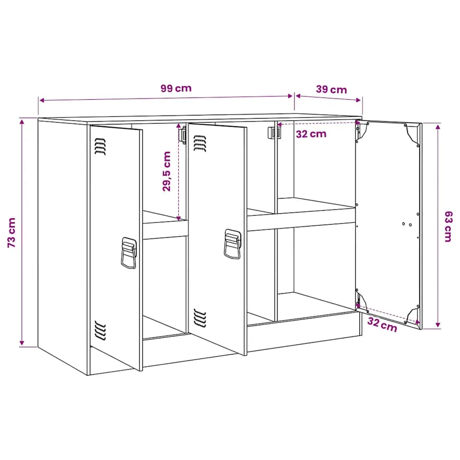 Buffet blanc 99x39x73 cm acier - 13