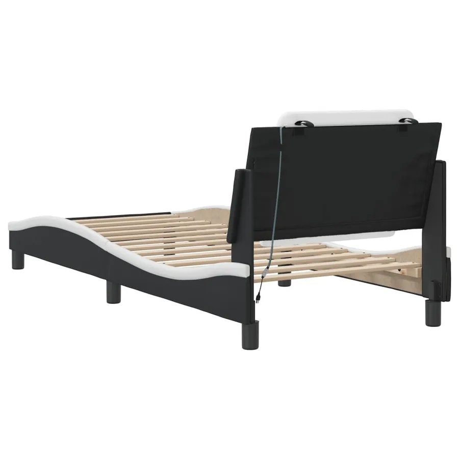 Cadre de lit avec LED sans matelas Zadar noir et blanc 100x200 cm - 10