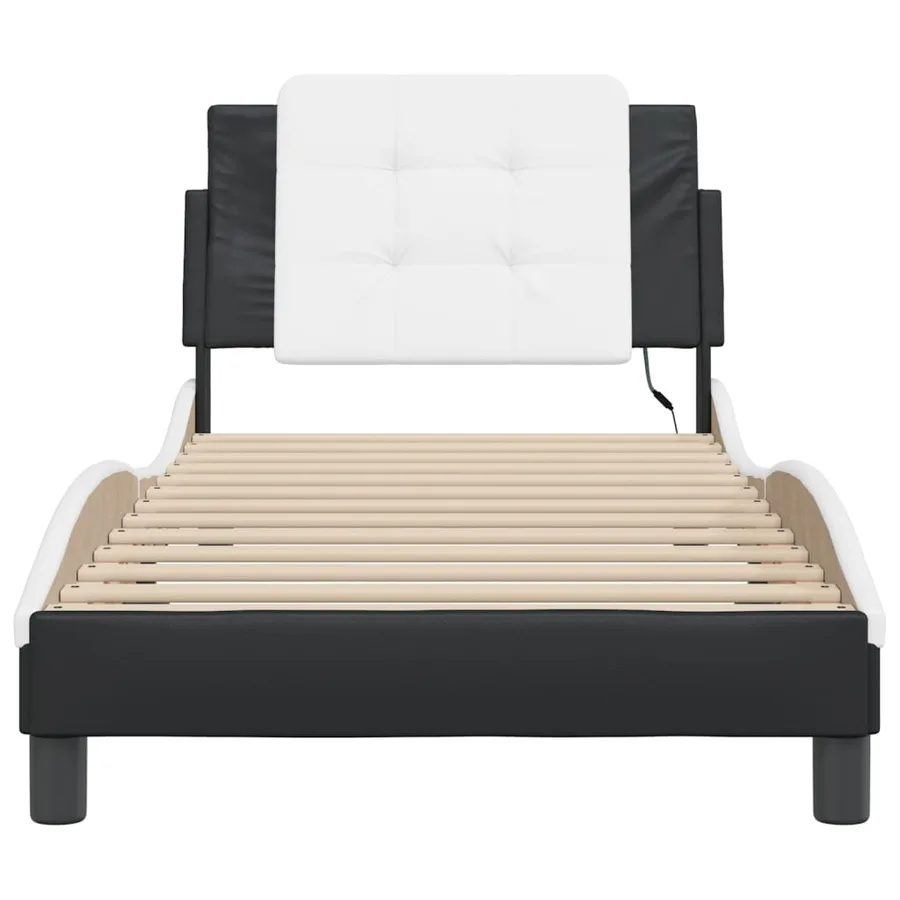 Cadre de lit avec LED sans matelas Zadar noir et blanc 100x200 cm - 6