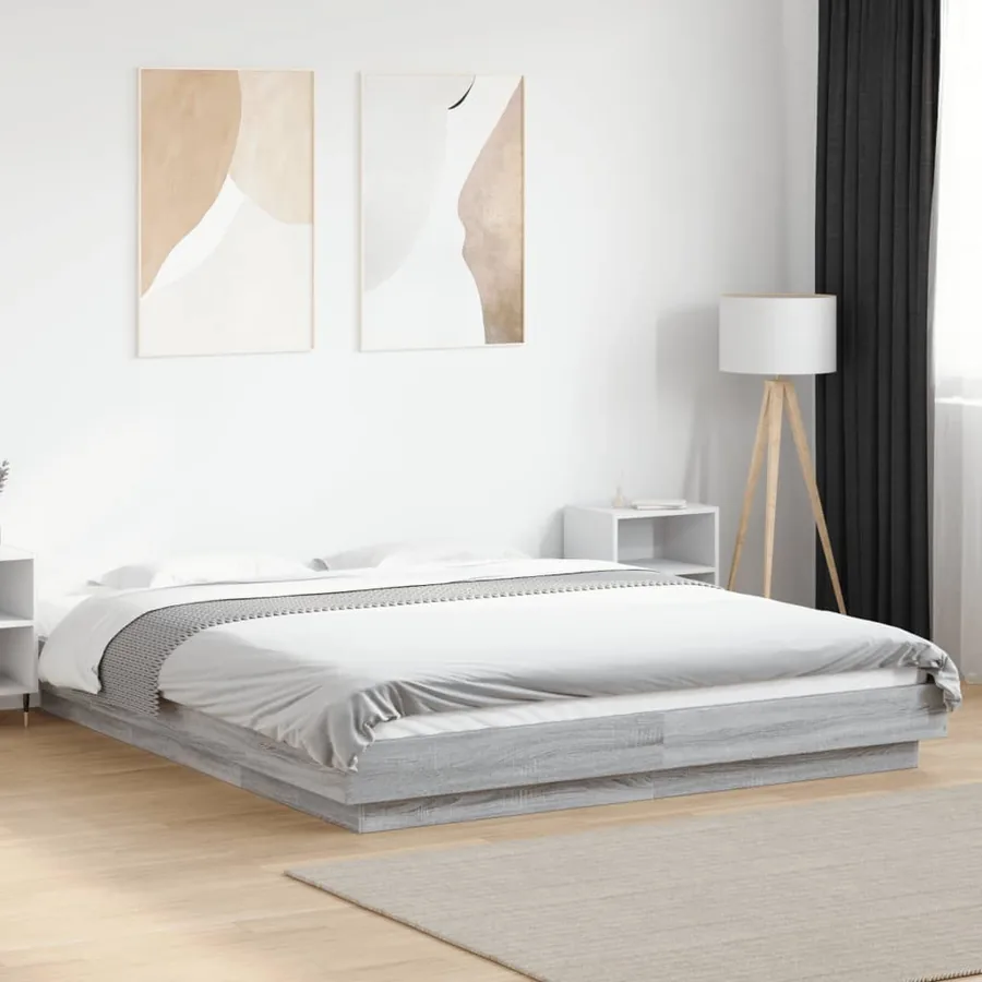Cadre de lit sans matelas sonoma gris 160x200 cm