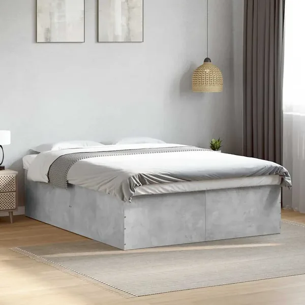 Cadre de lit sans matelas gris béton 150x200 cm