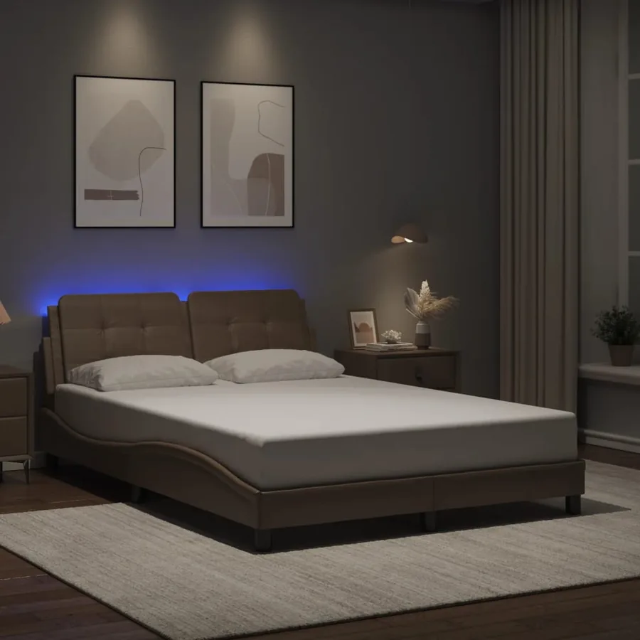 Cadre de lit avec LED sans matelas Zadar cappuccino 140x190 cm