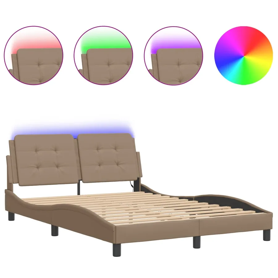 Cadre de lit avec LED sans matelas Zadar cappuccino 140x190 cm - 2
