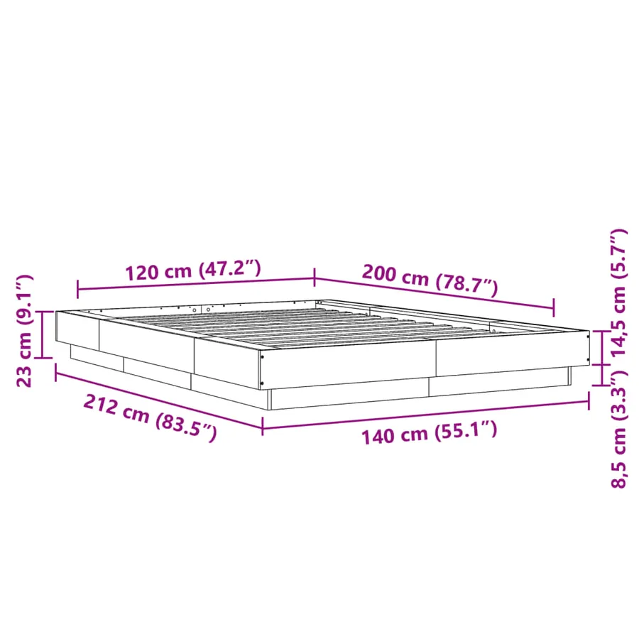 Cadre de lit sans matelas blanc 120x200 cm - 10
