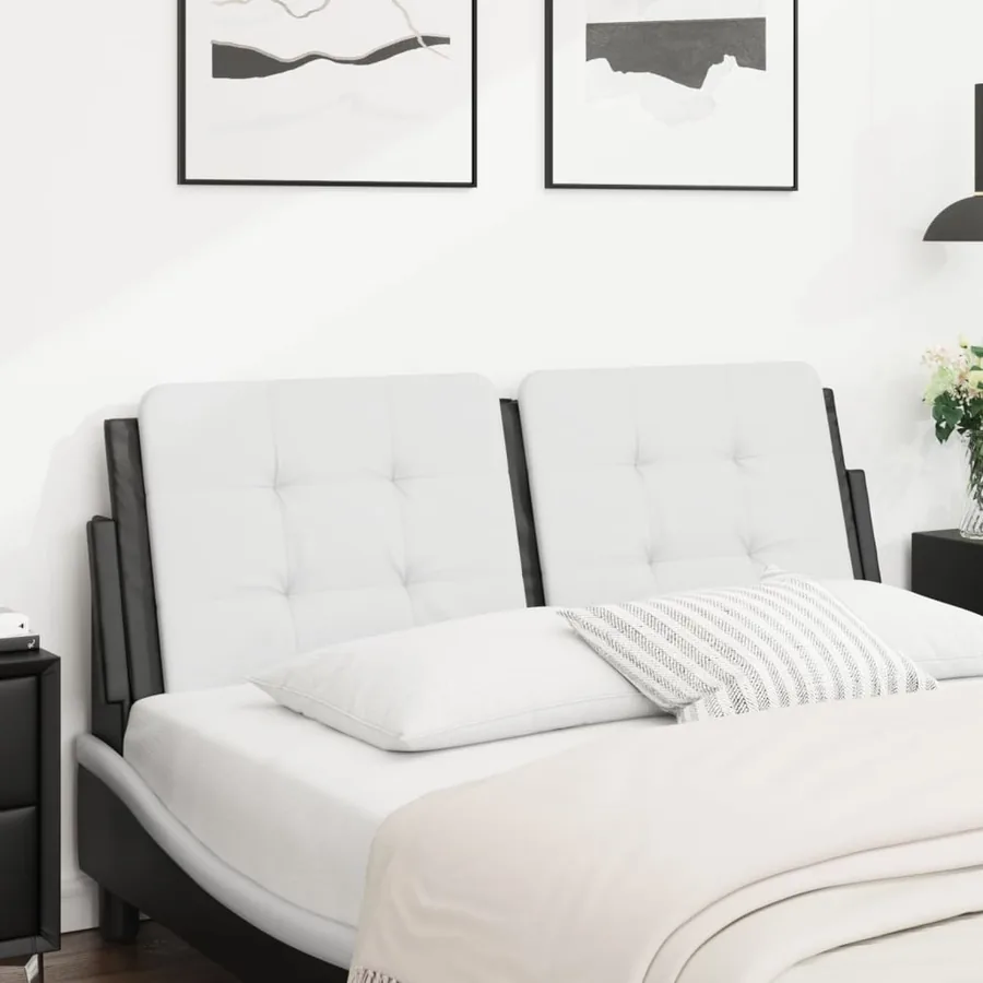 Coussin de tête de lit Zadar blanc et noir 140 cm similicuir