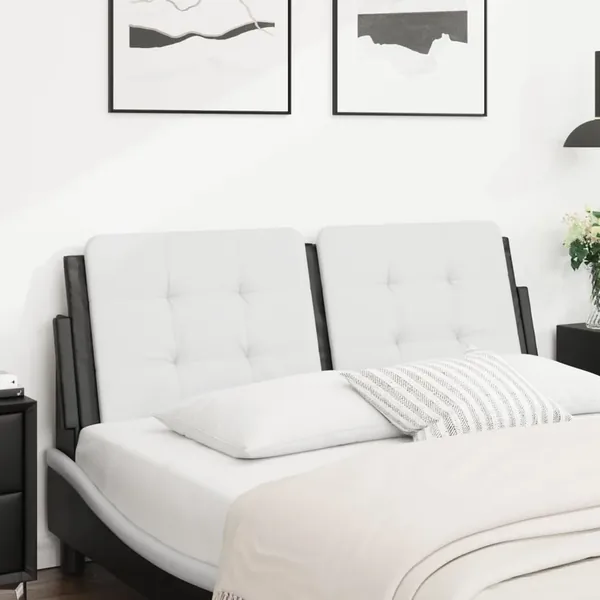 Coussin de tête de lit Zadar blanc et noir 140 cm similicuir