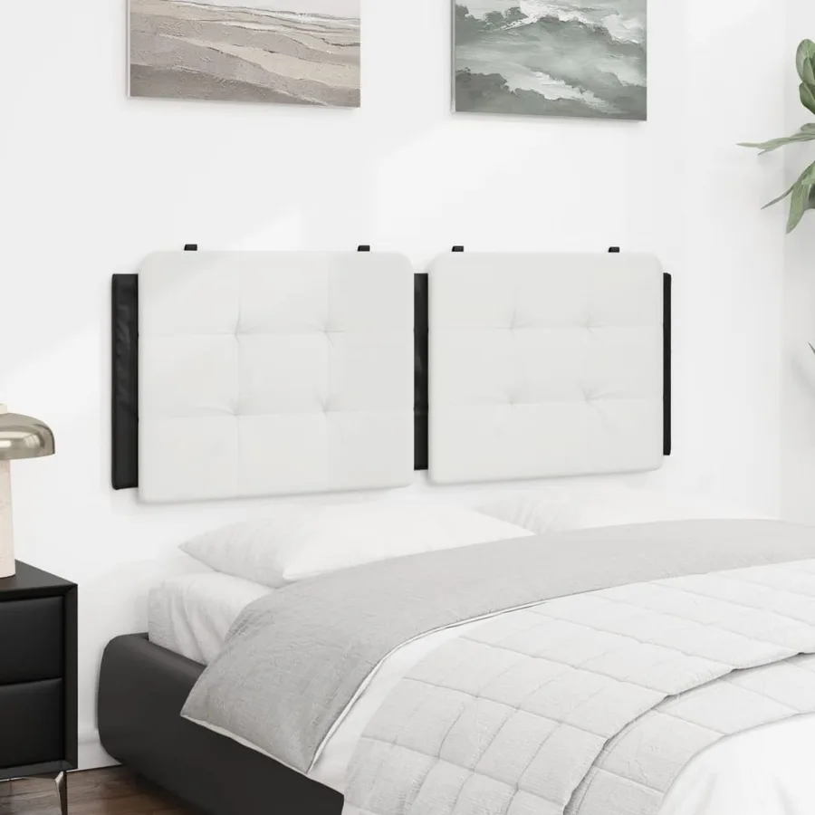 Coussin de tête de lit Zadar blanc et noir 140 cm similicuir - 3