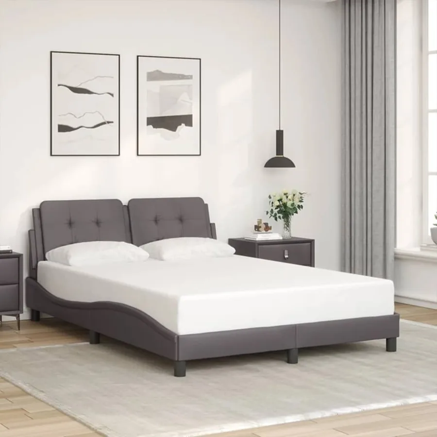 Cadre de lit sans matelas Zadar gris 140x200 cm similicuir