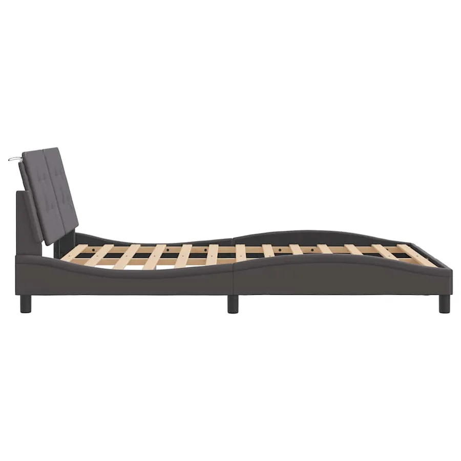 Cadre de lit sans matelas Zadar gris 140x200 cm similicuir - 5