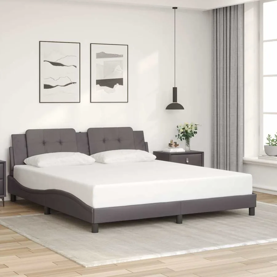 Cadre de lit sans matelas Zadar gris 180x200 cm similicuir