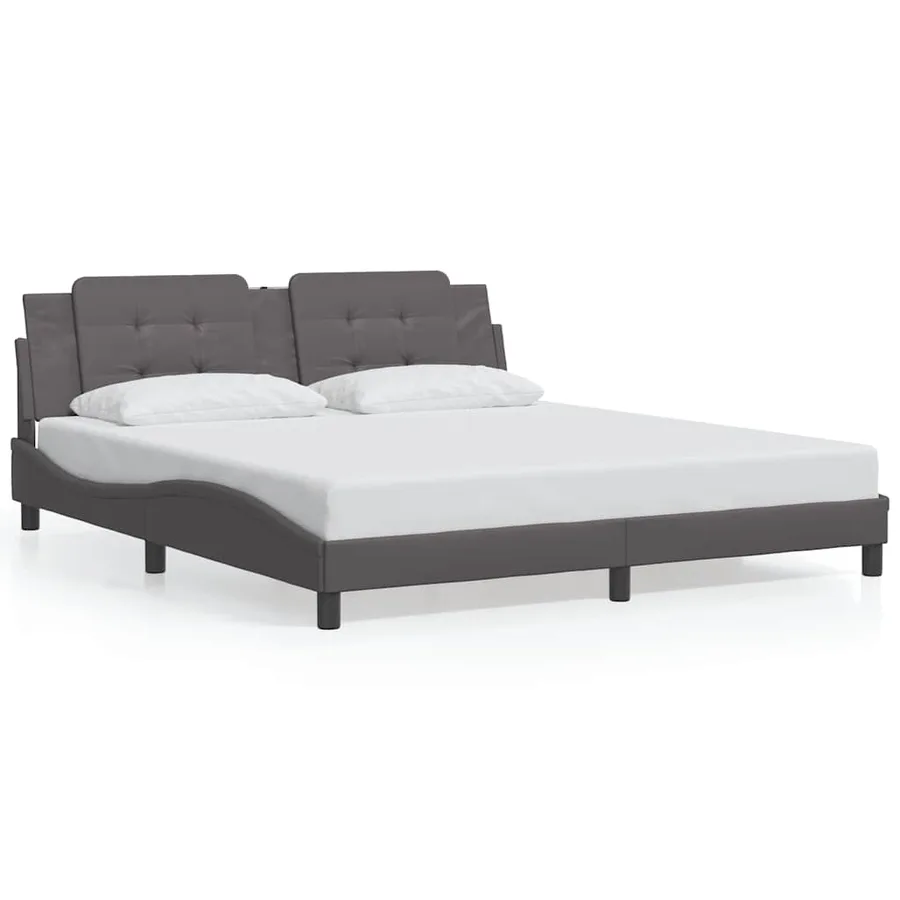 Cadre de lit sans matelas Zadar gris 180x200 cm similicuir - 2