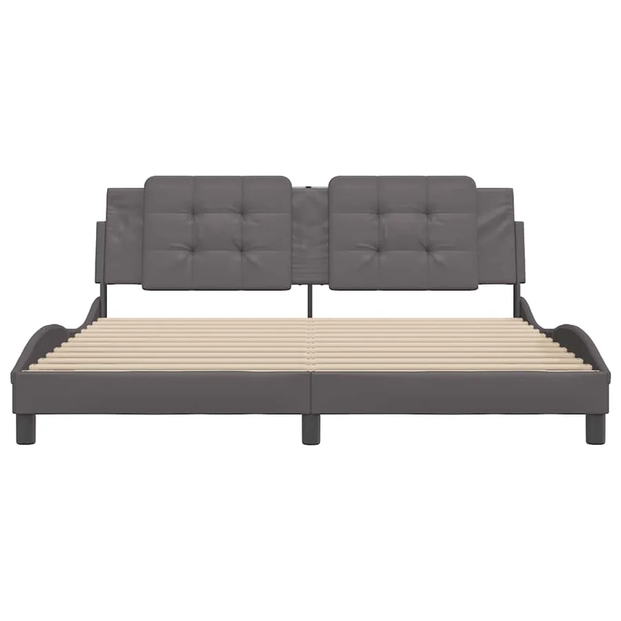 Cadre de lit sans matelas Zadar gris 180x200 cm similicuir - 4