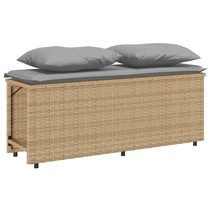 Ensemble à manger de jardin et coussins 3 pcs Beige poly rotin - 4