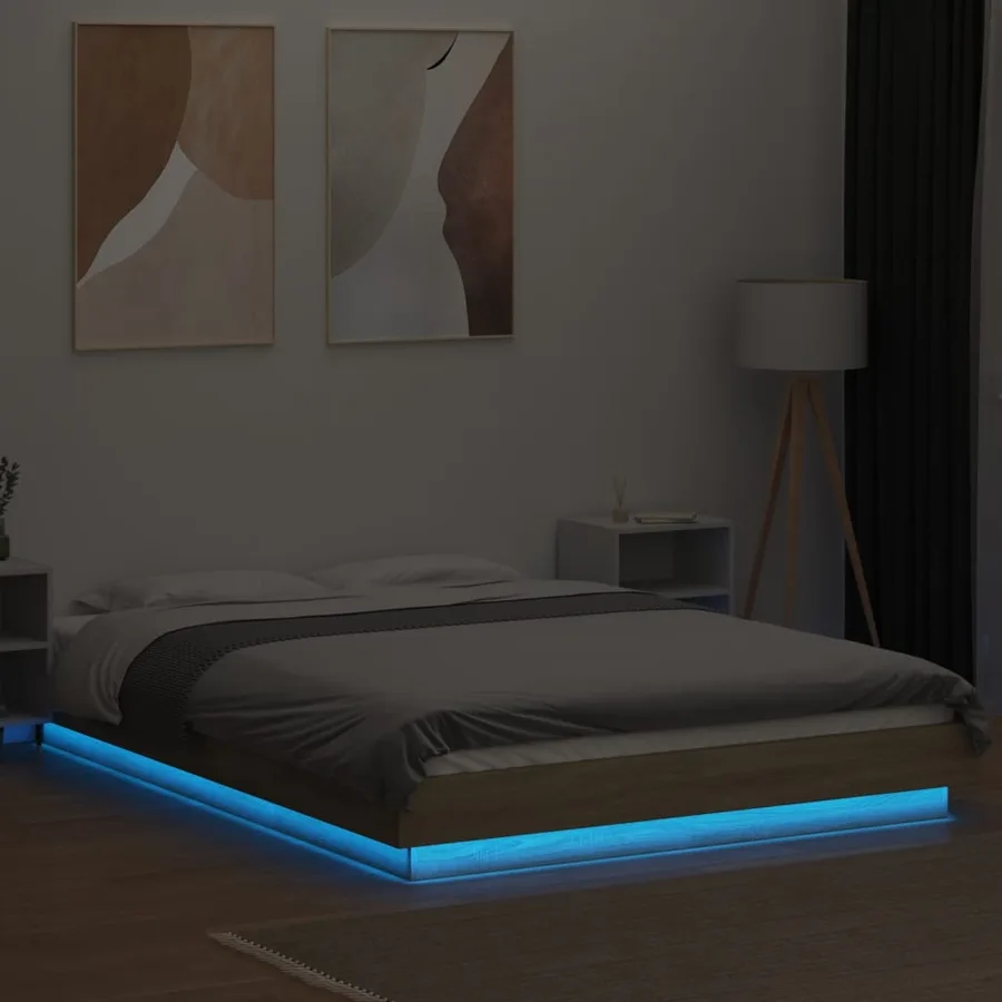Cadre de lit avec lumières LED sans matelas140x190 cm - 4