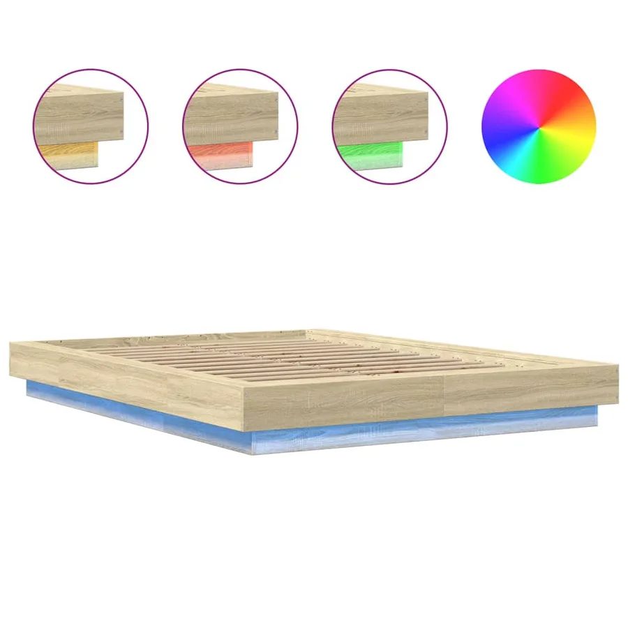 Cadre de lit avec lumières LED sans matelas140x190 cm - 8