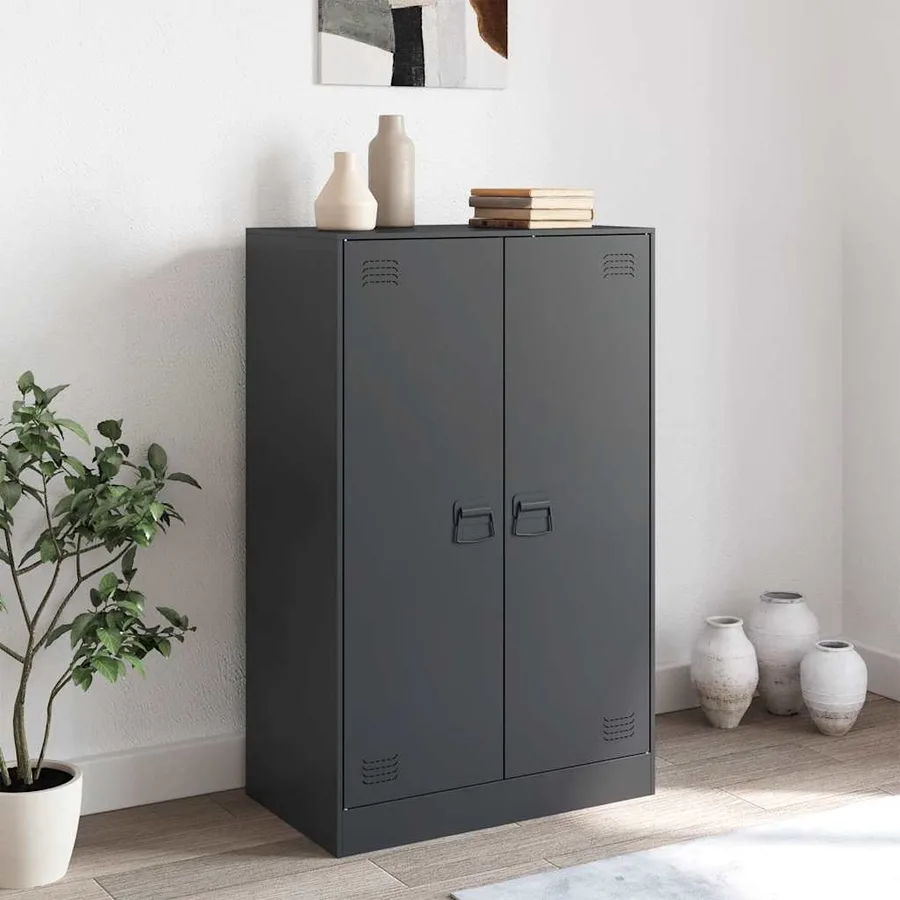 Buffet anthracite 67x39x107 cm acier - 3