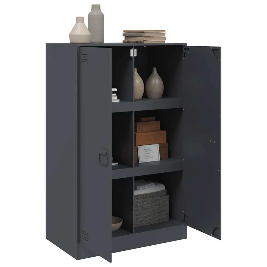 Buffet anthracite 67x39x107 cm acier - 4