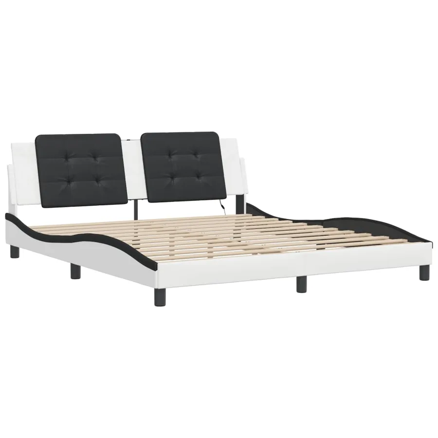 Cadre de lit avec LED sans matelas Zadar blanc et noir 180x200 cm - 3