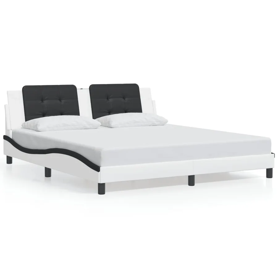 Cadre de lit avec LED sans matelas Zadar blanc et noir 180x200 cm - 5