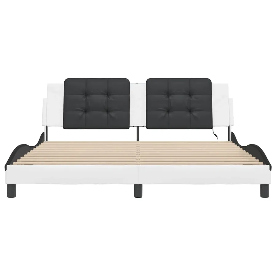 Cadre de lit avec LED sans matelas Zadar blanc et noir 180x200 cm - 6