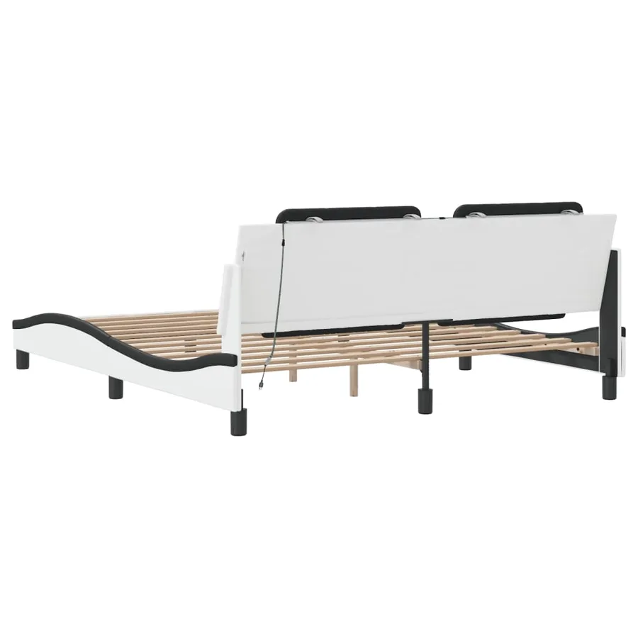 Cadre de lit avec LED sans matelas Zadar blanc et noir 180x200 cm - 9