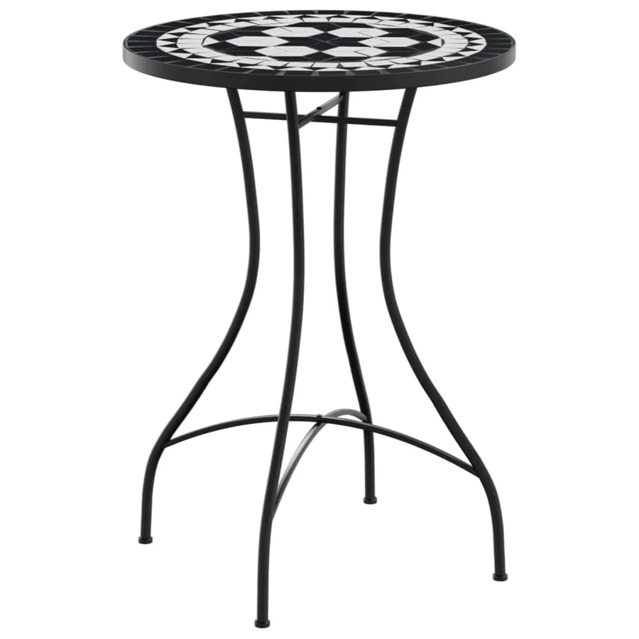 Table de bistro mosaïque noir et blanc Ø50x70 cm céramique - 2