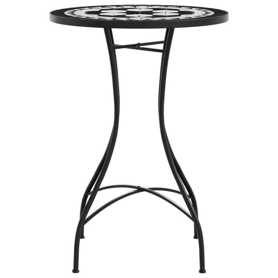 Table de bistro mosaïque noir et blanc Ø50x70 cm céramique - 5