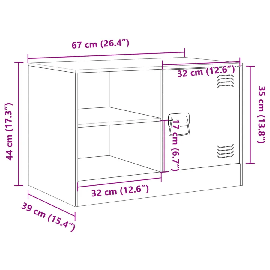 Meubles TV 2 pcs anthracite 67x39x44 cm acier - 13