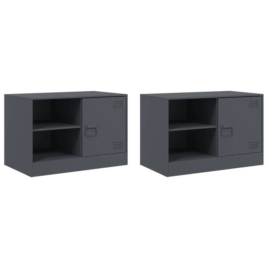 Meubles TV 2 pcs anthracite 67x39x44 cm acier - 2