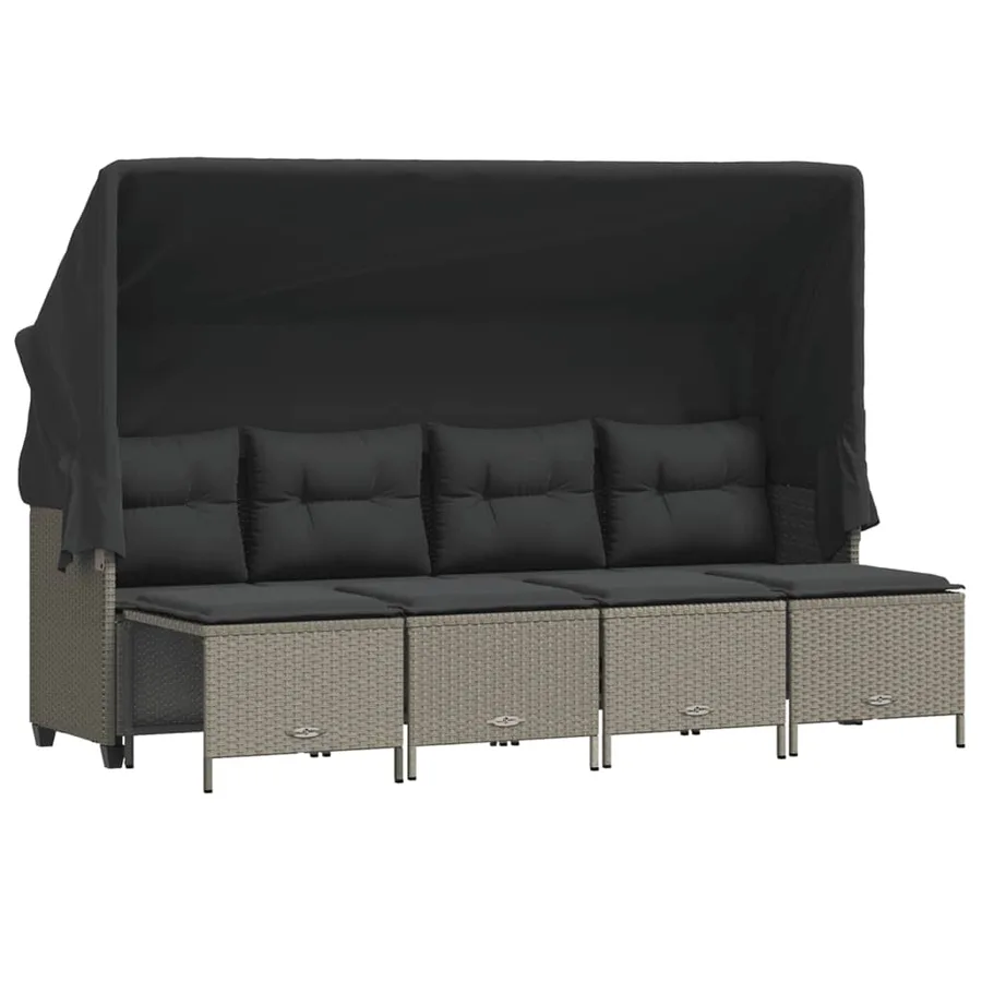 Salon de jardin 5 pcs avec coussins gris clair résine tressée - 2