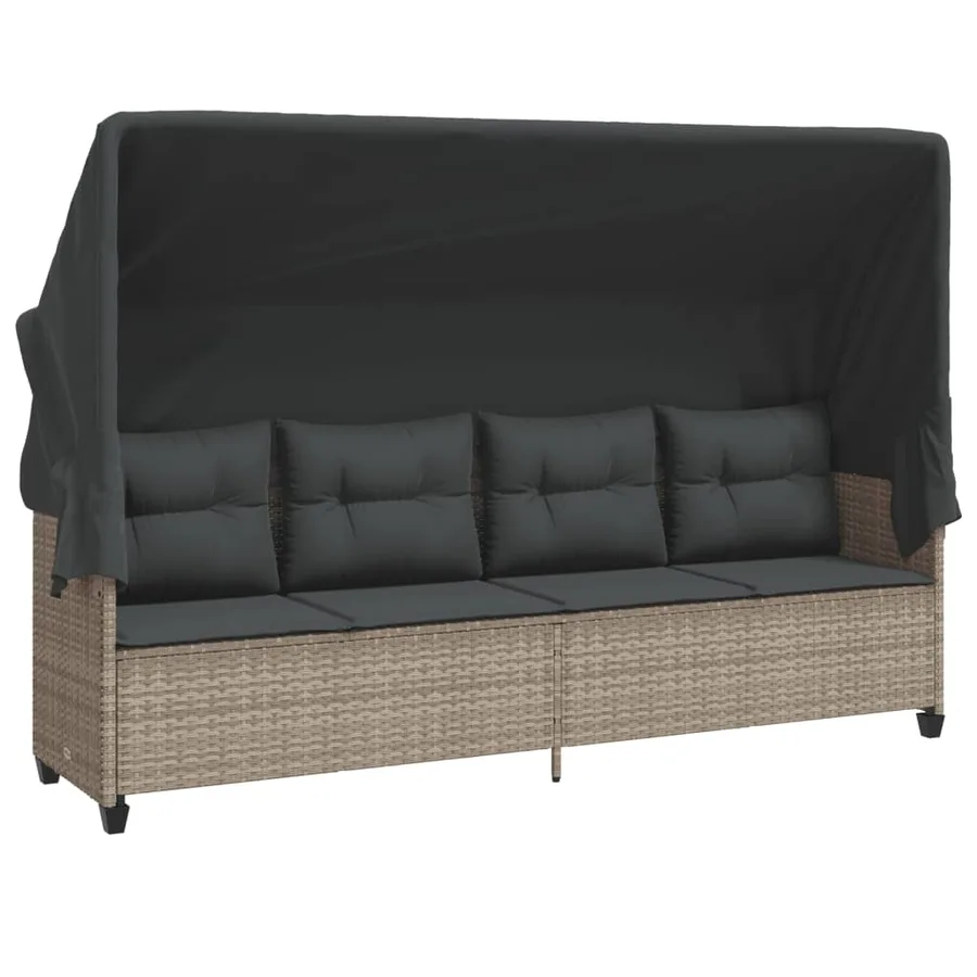 Salon de jardin 5 pcs avec coussins gris clair résine tressée - 3
