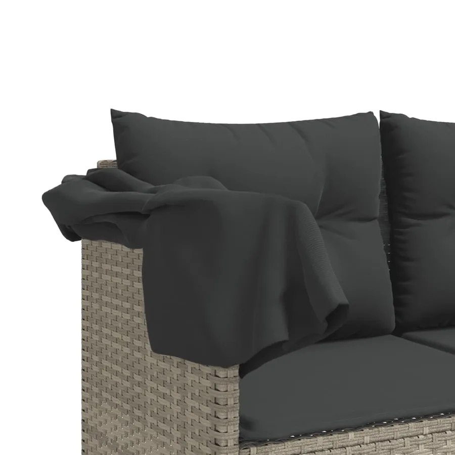 Salon de jardin 5 pcs avec coussins gris clair résine tressée - 6
