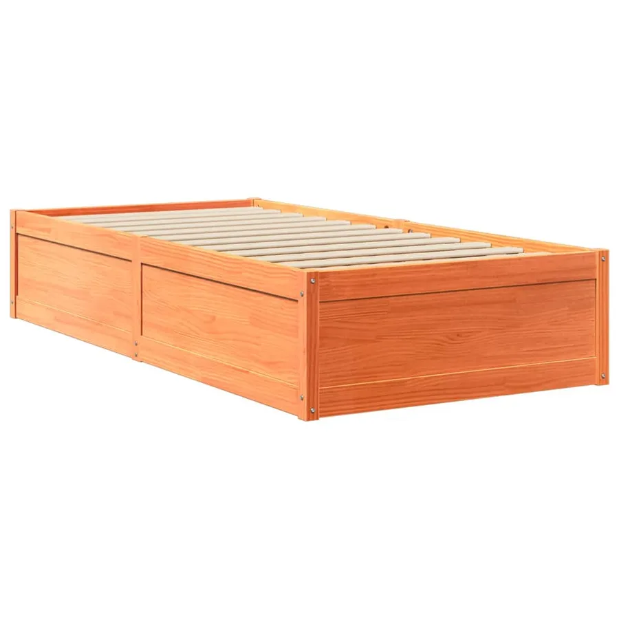 Lit avec matelas cire marron 100x200 cm bois massif de pin - 6