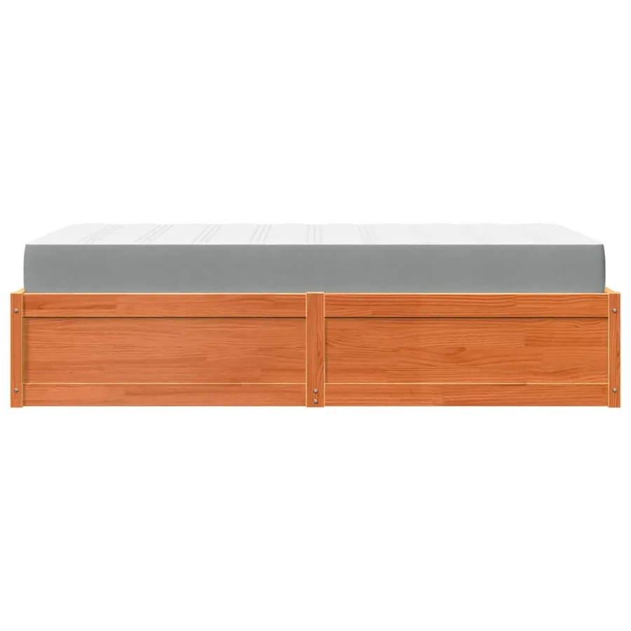Lit avec matelas cire marron 100x200 cm bois massif de pin - 7