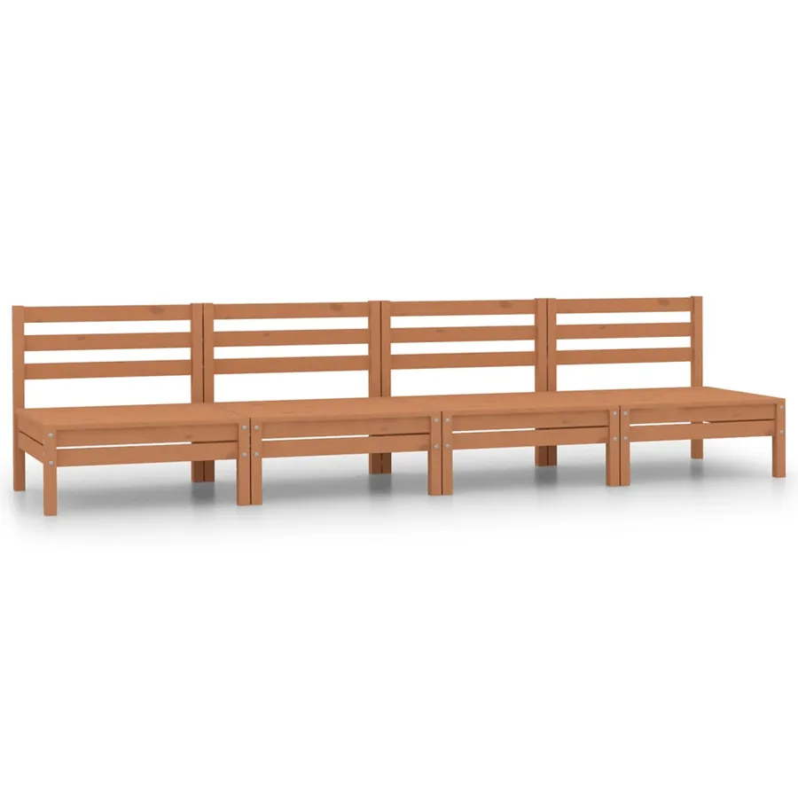 Salon de jardin 4 pcs Marron miel Bois de pin massif - 2