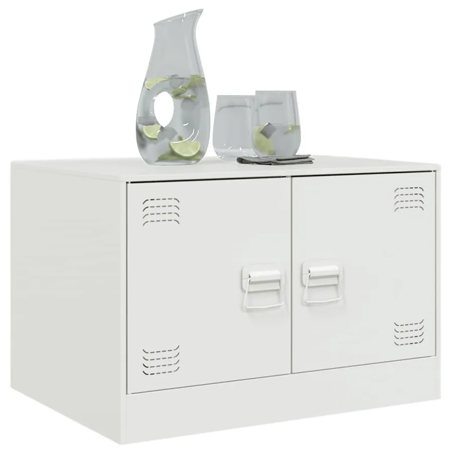 Table basse blanc 67x50x44 cm acier - 4